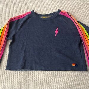 Aviator Nation Large blue crop sweatshirt